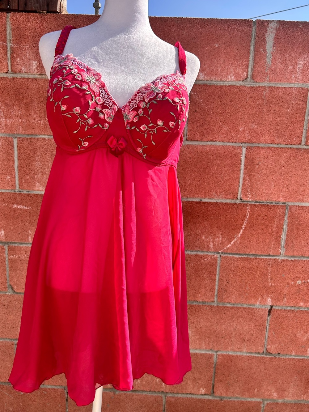 torrid Hot Pink Embroidered Lace Babydoll Chemise